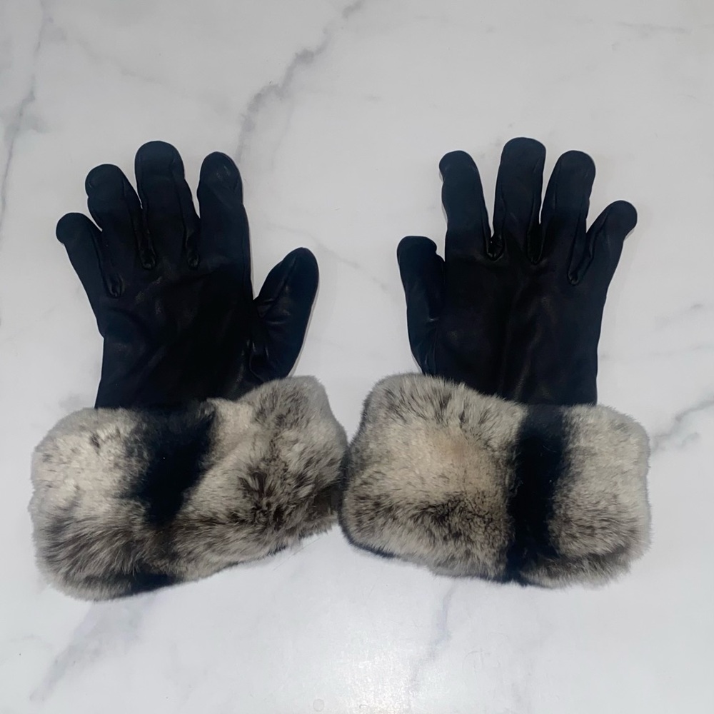 Hima Genuine Leather Gloves with Fur Cuffs | Women’s Size 7.5 |